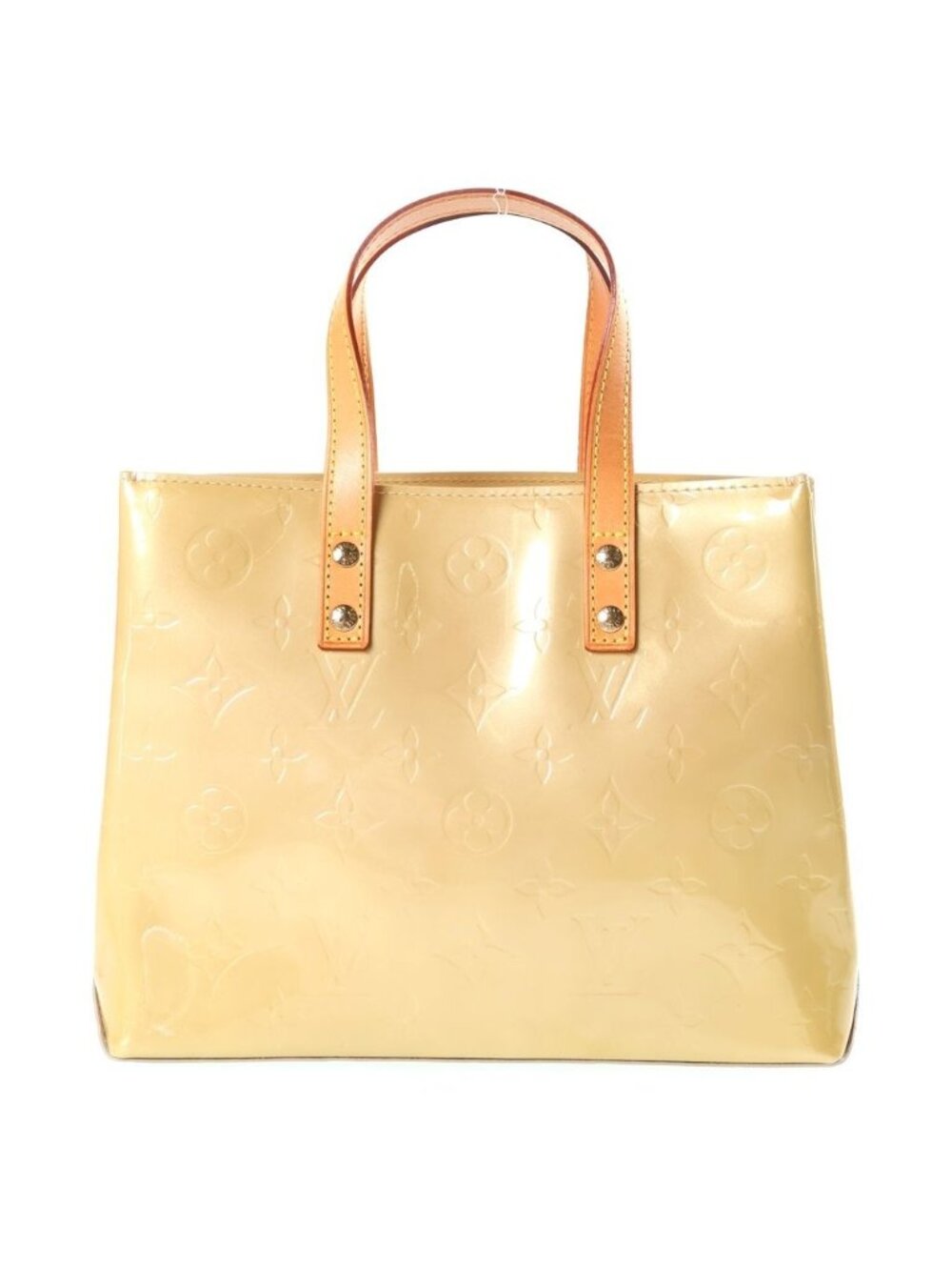 Louis Vuitton Monogram Vernis Reade PM Handbag Light Yellow Leather Patent Gold